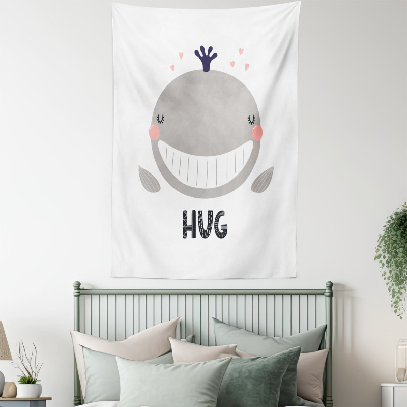 Cheerful Whale Hug Lettering Tapestry