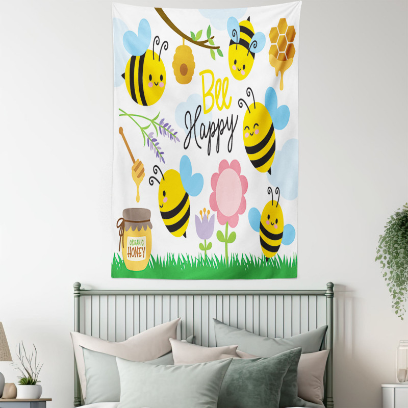 Bee Happy Spring Garden Tapestry