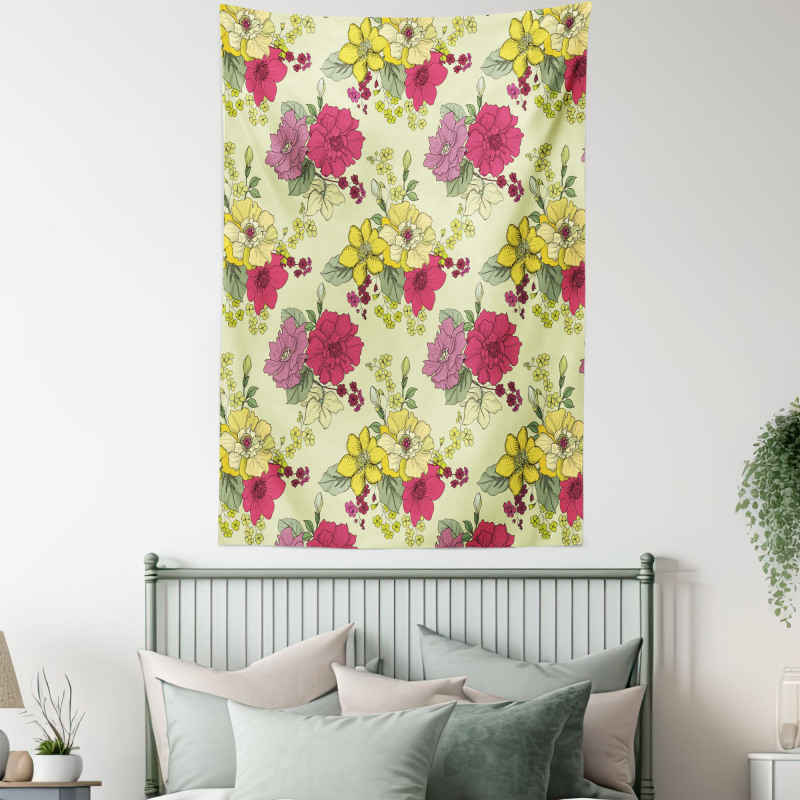 Naive Nature  Flowers Art Tapestry