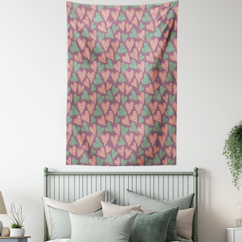 Retro Polka Dots Romance Tapestry