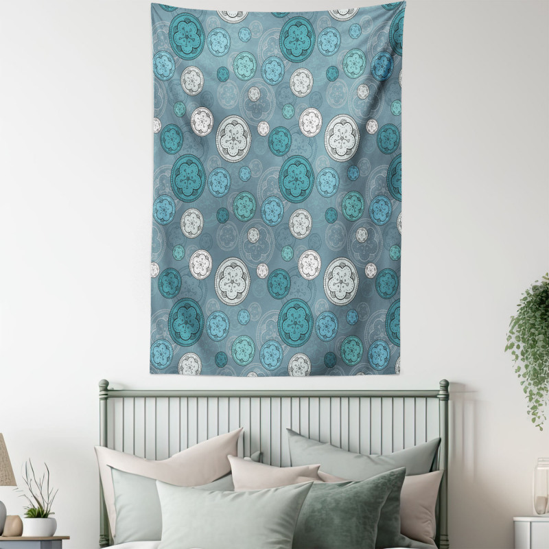 Circles Flowers Graphic Tapestry