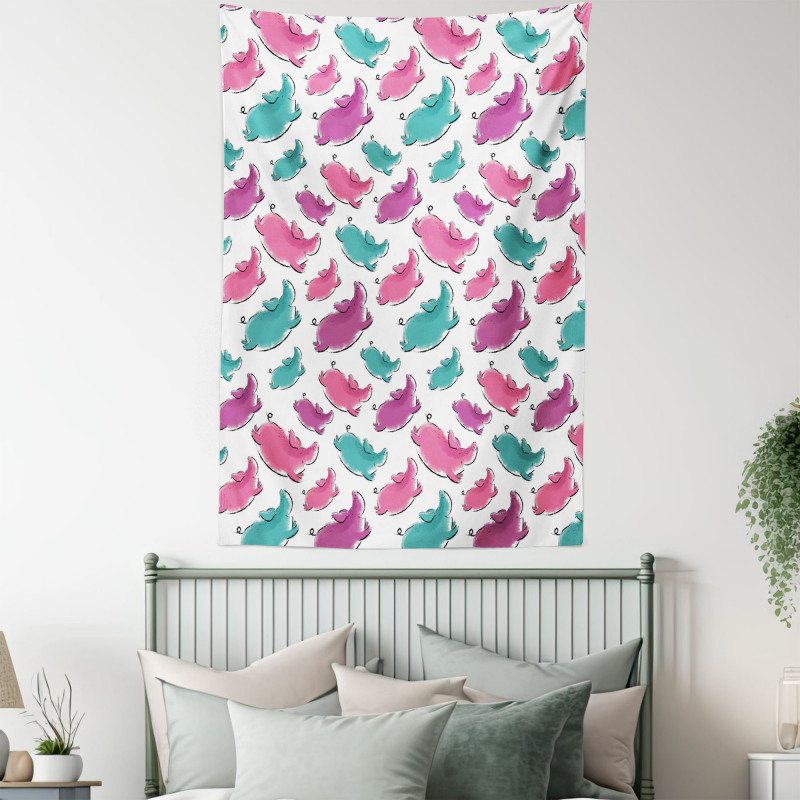 Hand Drawn Watercolor Effect Tapestry