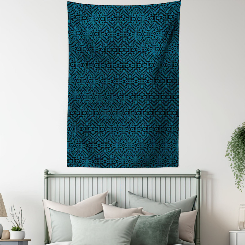 Dark Tones Flowers Lattice Tapestry