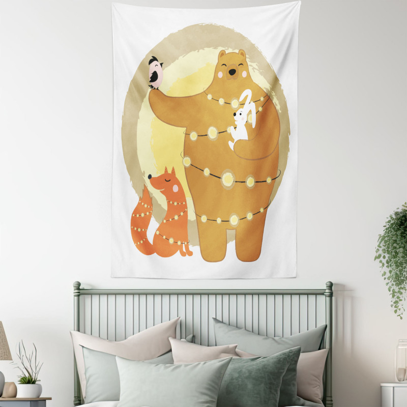 Friends Rabbit Bird Fox Tapestry