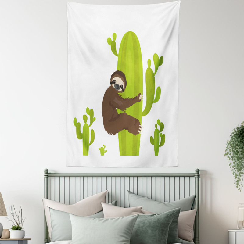Lazy Hugging Cactus Tapestry
