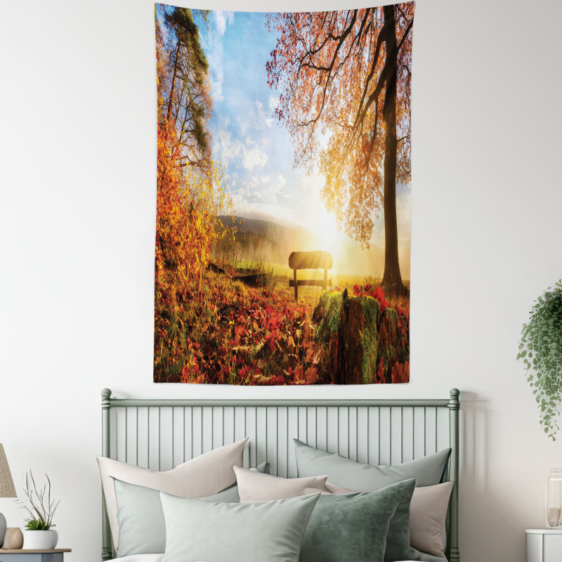 Autumn Forest Bench Tapestry