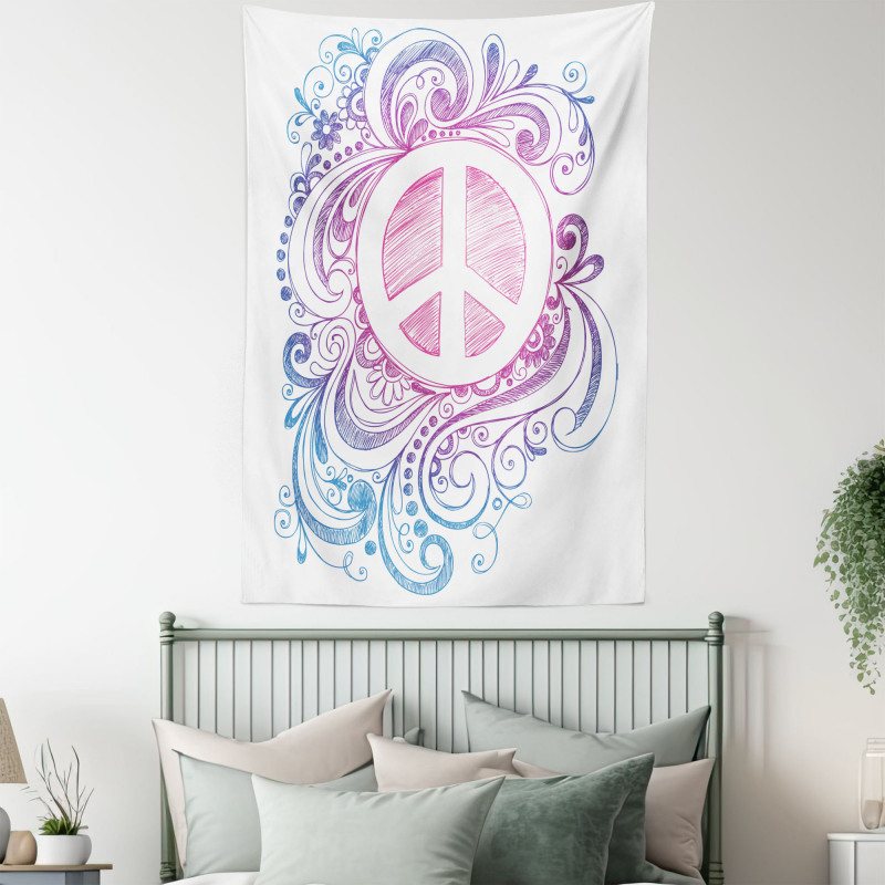 Peace Sign and Swirls Tapestry