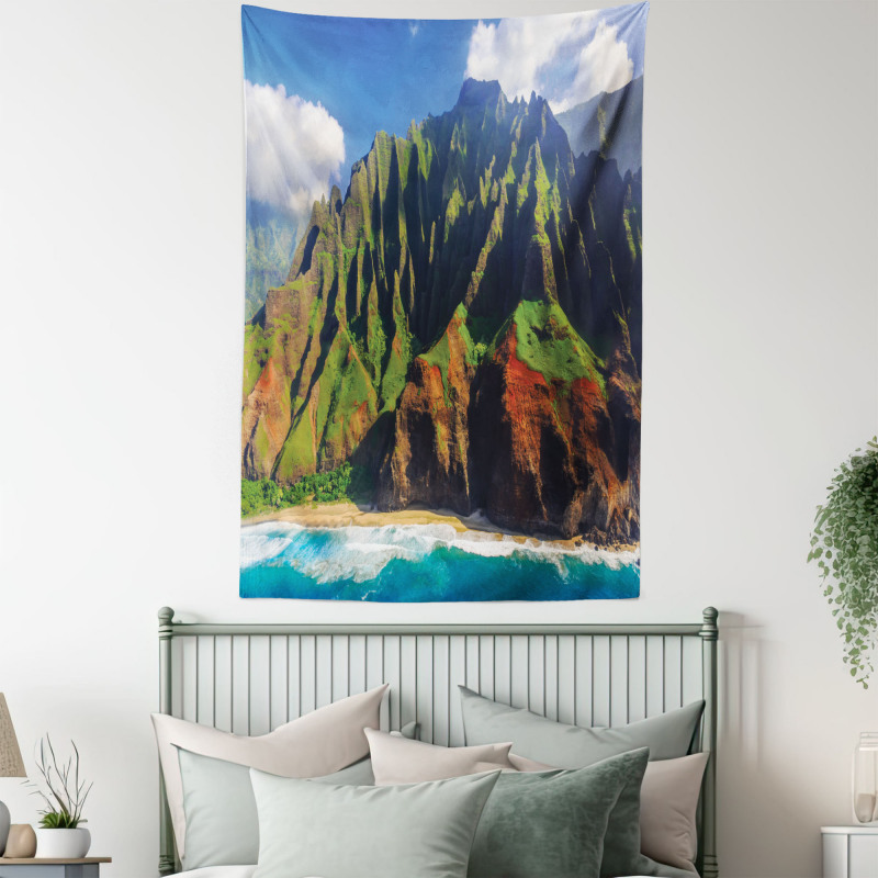 Mountain Ocean Clouds Tapestry
