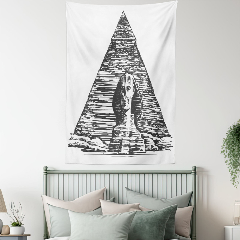 Sphinx Pyramid Sketch Tapestry