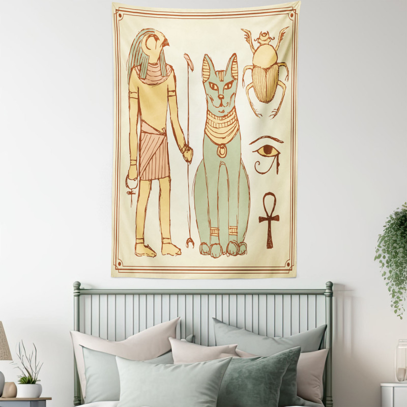 Ancient Cat Figure Tapestry