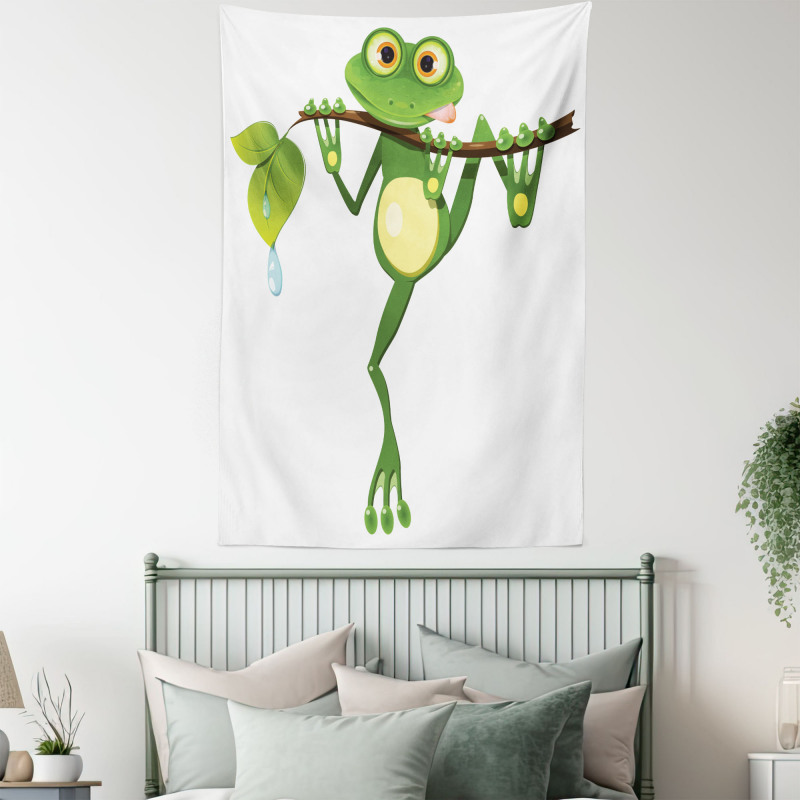 Frog on Branch Jungle Tapestry