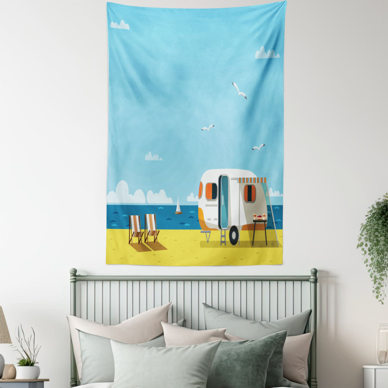 Coastline Clouds Scenery Tapestry