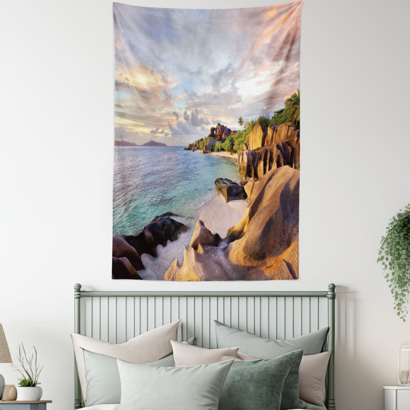 Rock Sandy Beach Island Tapestry