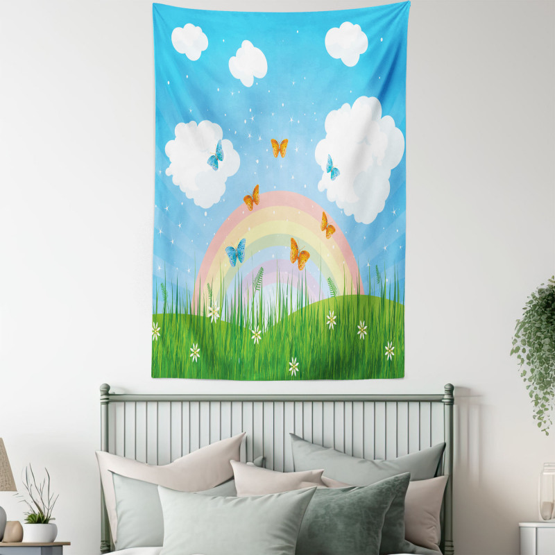 Meadow Butterfly Rainbow Tapestry