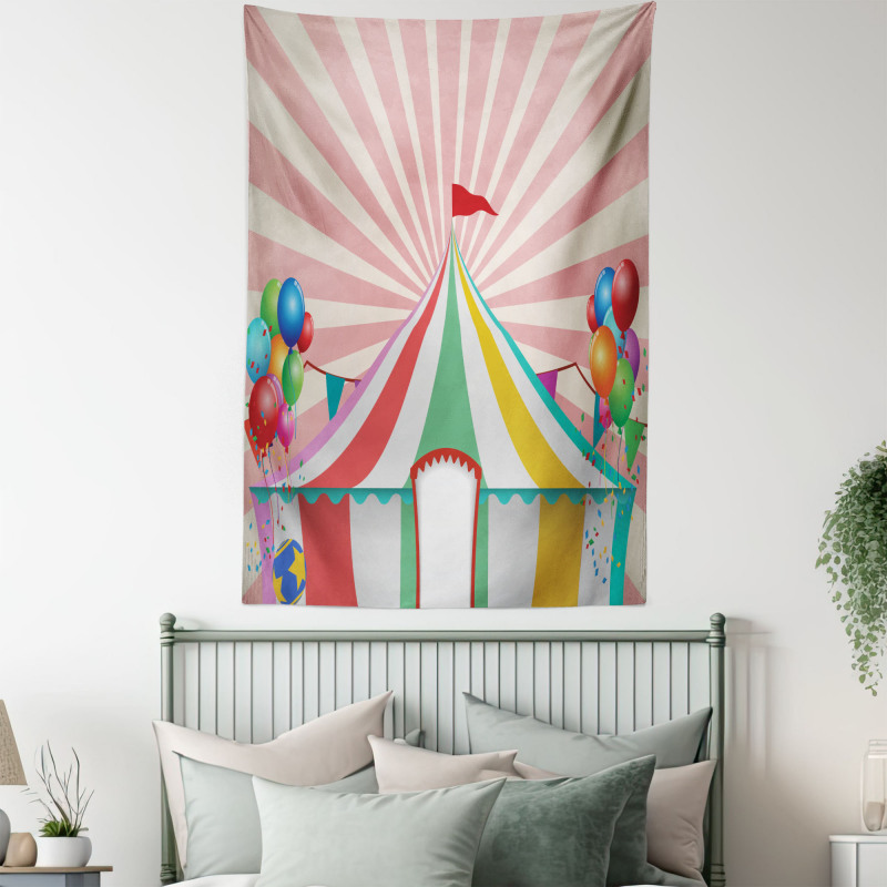 Vintage Circus Balloons Tapestry