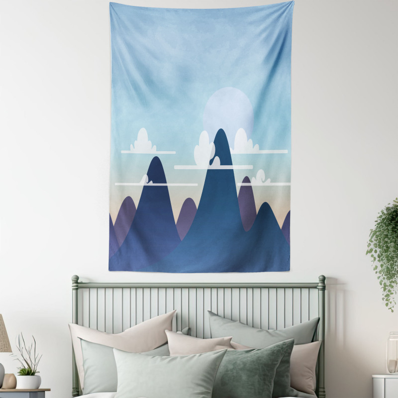 Pastel Mountains and Clouds Tapestry