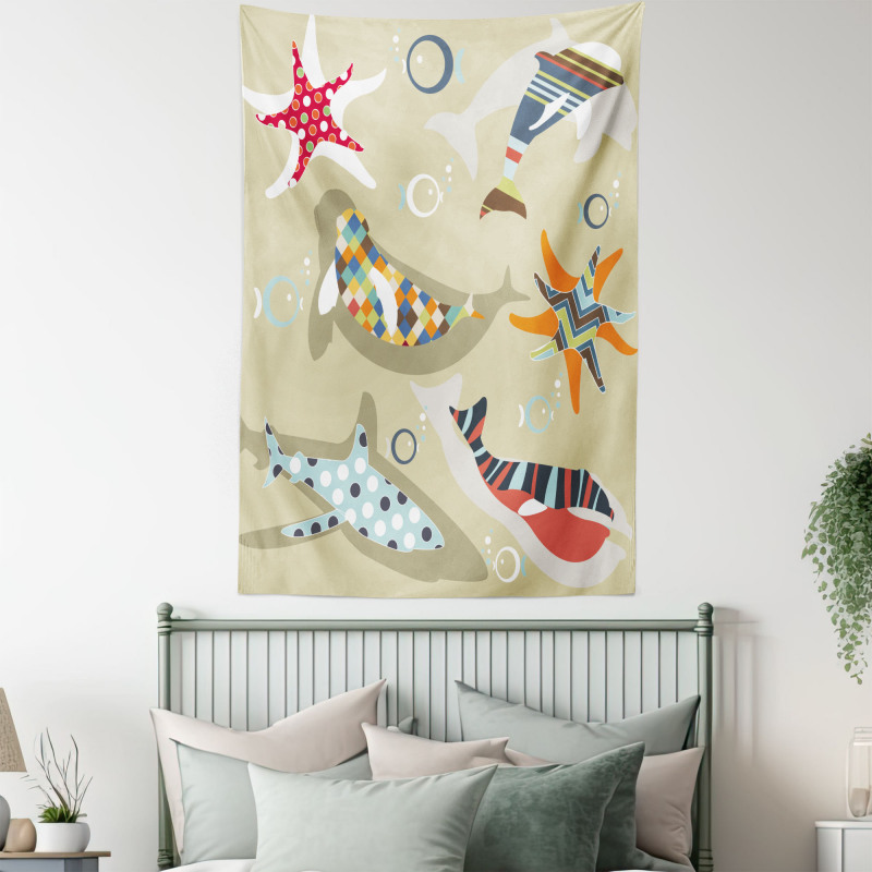 Starfish Dolphin Seal Bubble Tapestry