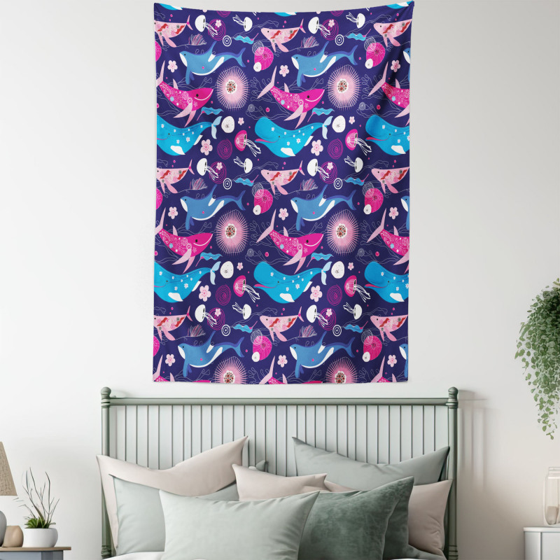 Floral Nautical Elements Tapestry