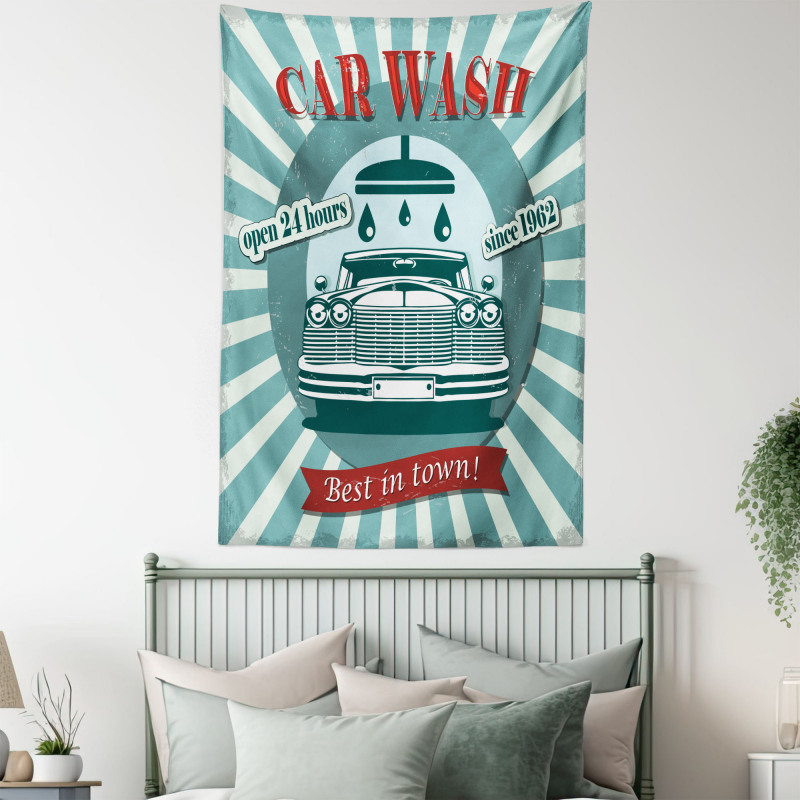 Car Wash Sign Commercial Tapestry