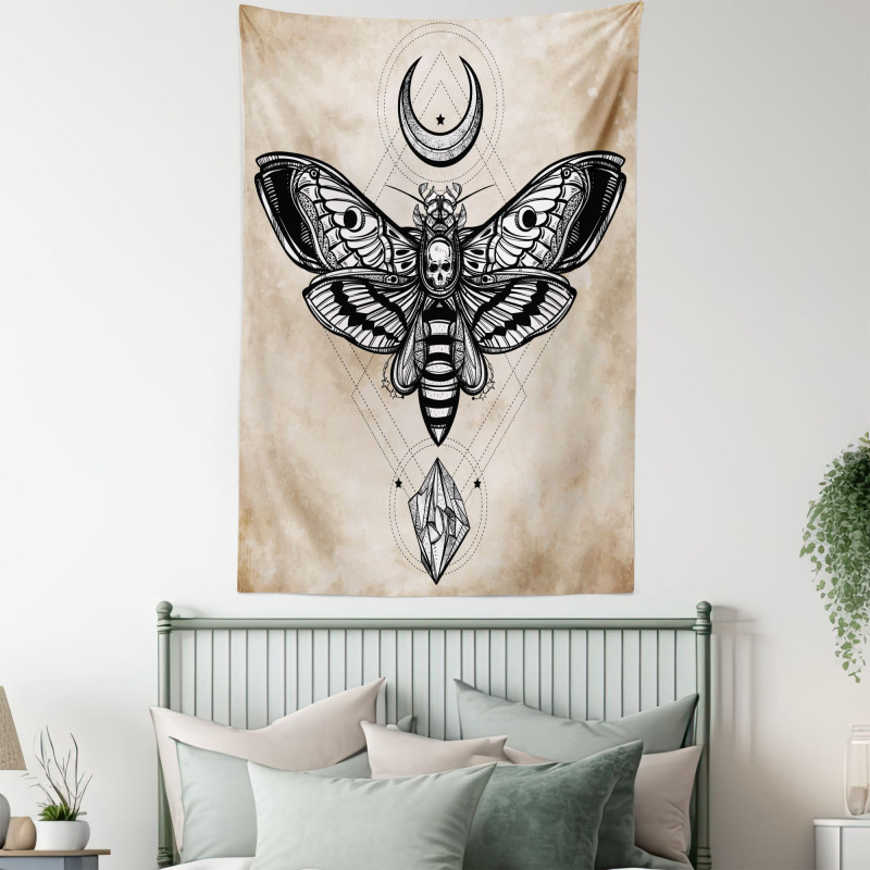Hawk Moth Skull Magic Tapestry