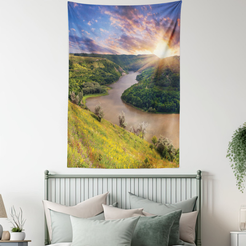 Rising Sun Calm River Tapestry