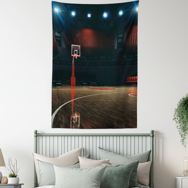 Empty Basketball Court Tapestry