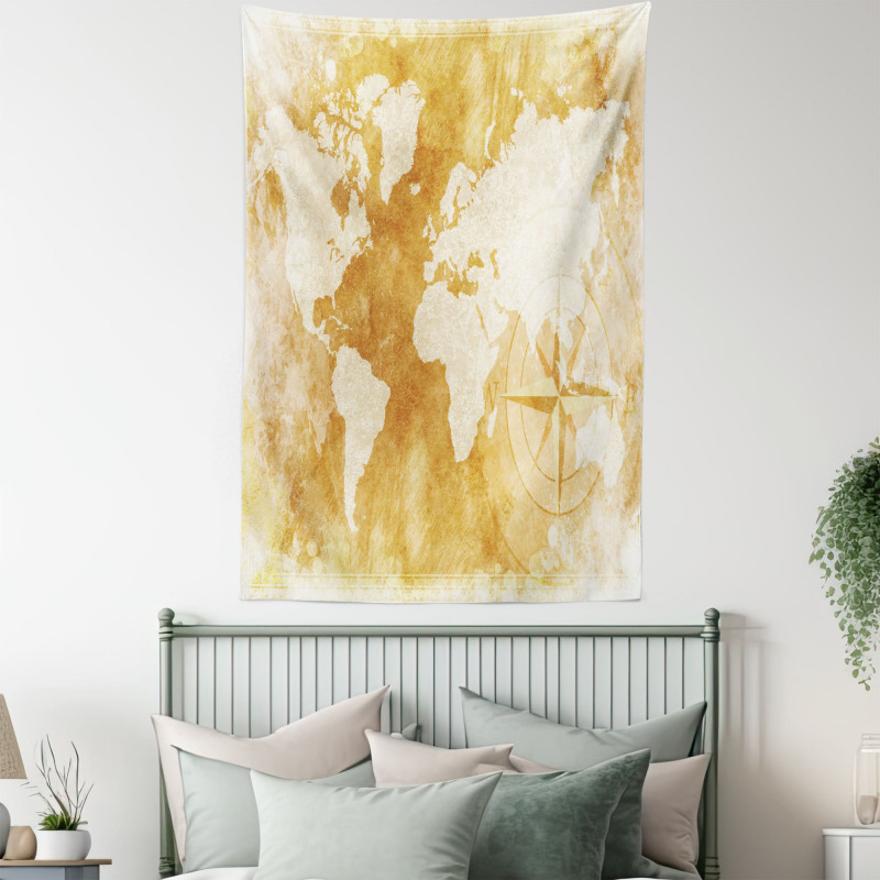 Old Fashioned World Map Tapestry