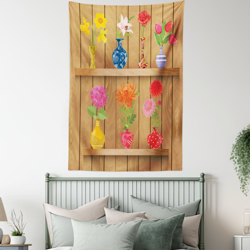 Cartoon Flowers in Vase Tapestry