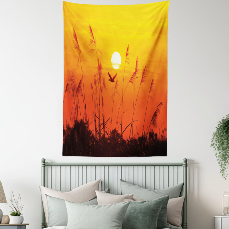 Flying Birds at Dusk Tapestry