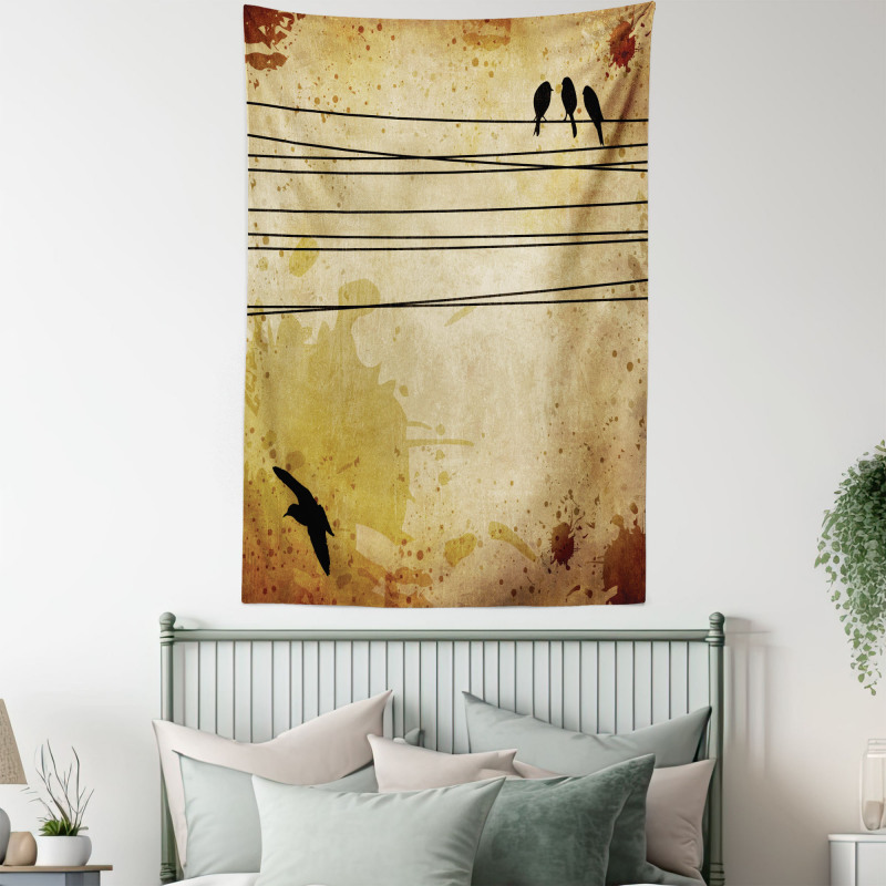 Birds on Cable Grunge Tapestry