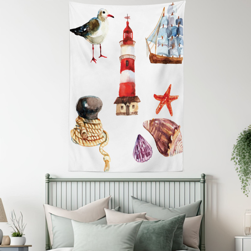 Lighthouse Seagull Tapestry