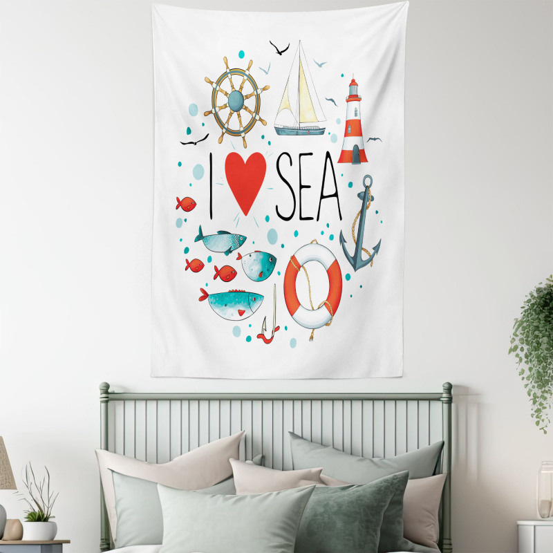 I Love Sea Words Tapestry