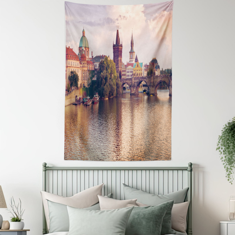 Prague River and Bridge Tapestry