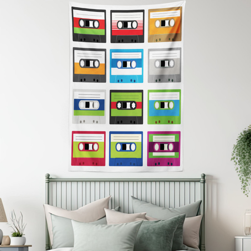 Retro Cassette Collage Tapestry