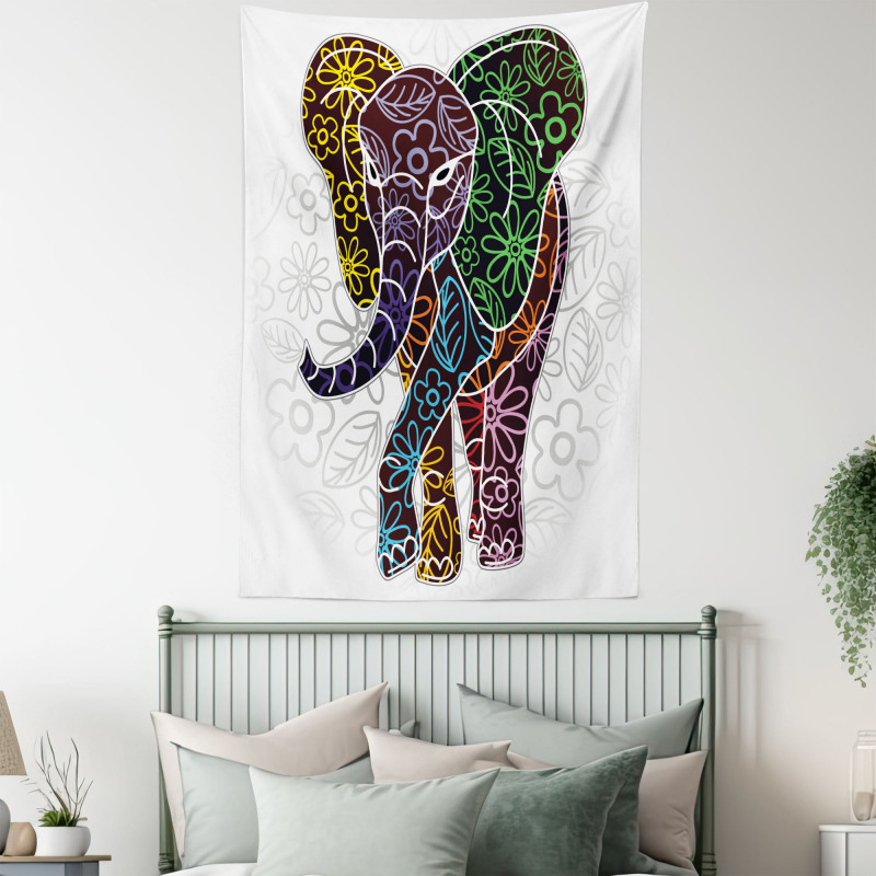 Floral Tribal Shapes Tapestry