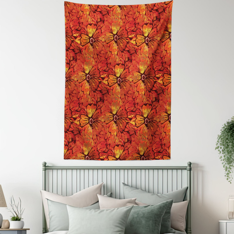 Grungy Flower Romantic Tapestry