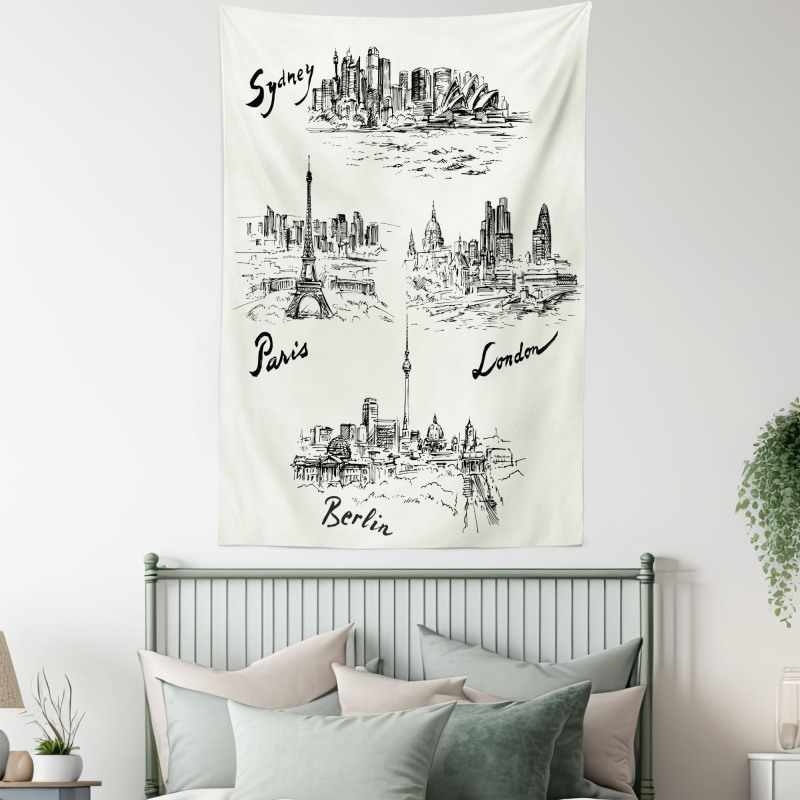 World's Famous Cities Tapestry