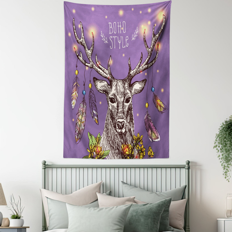 Wild Rein Deer Hand Drawn Tapestry