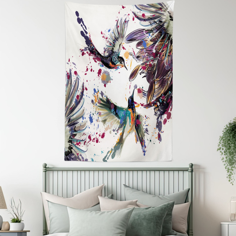 Lily Birds Watercolor Tapestry