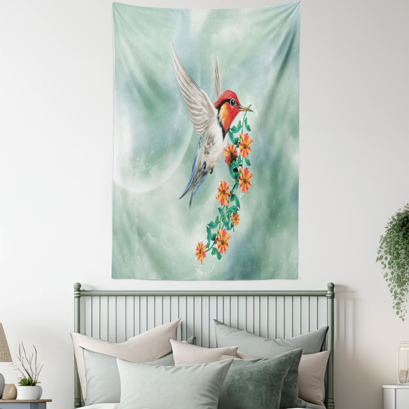 Bird with Flower Branch Tapestry