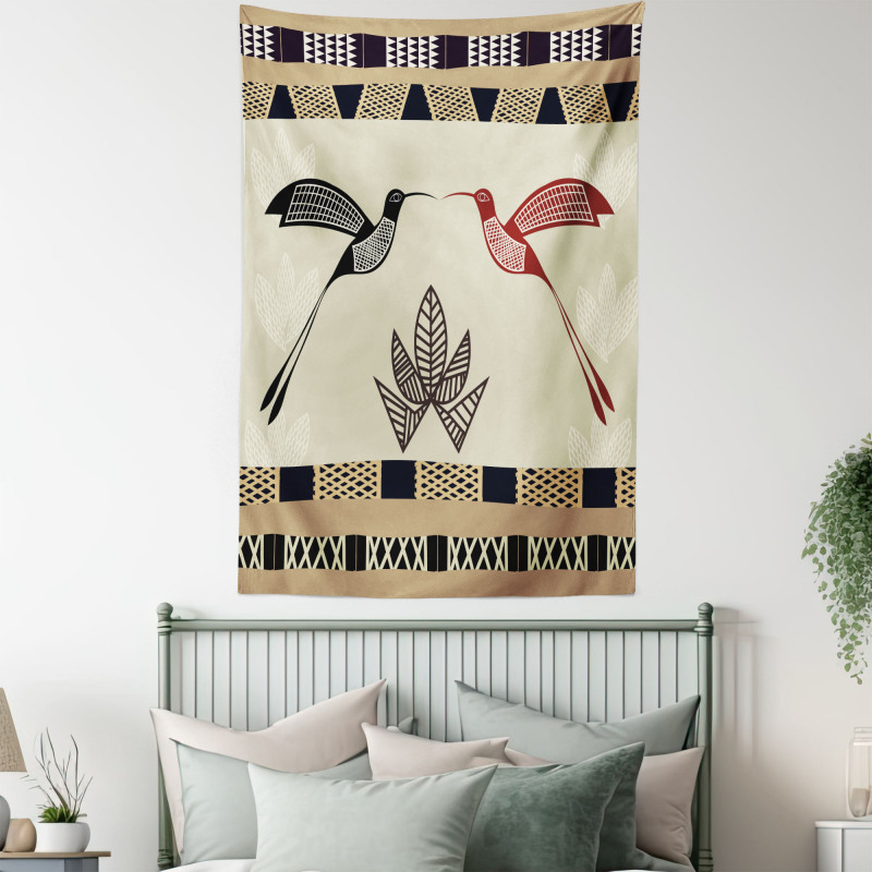 Bamboo Leaf Birds Art Tapestry