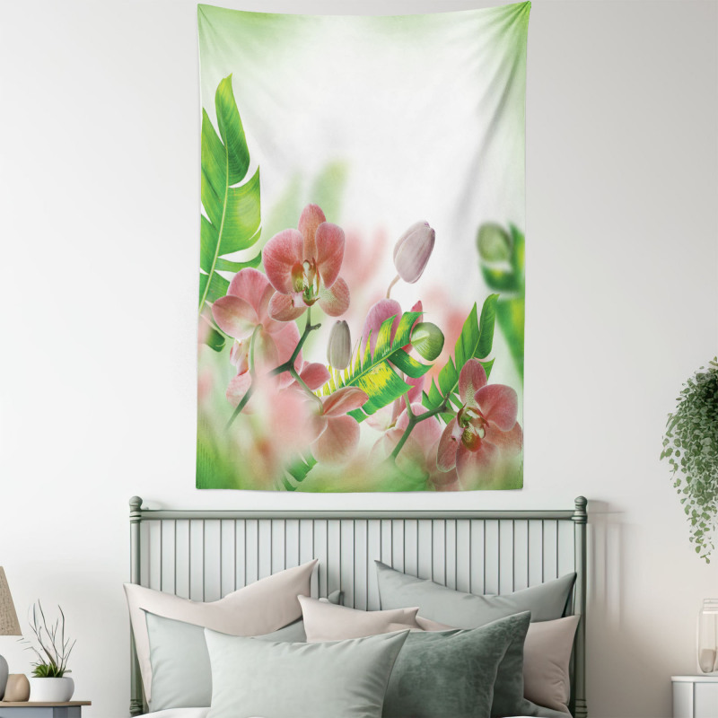 Orchids Blossoms Leaves Tapestry