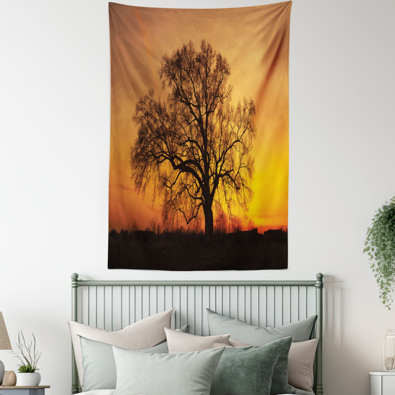 Old Oak at Sunset View Tapestry