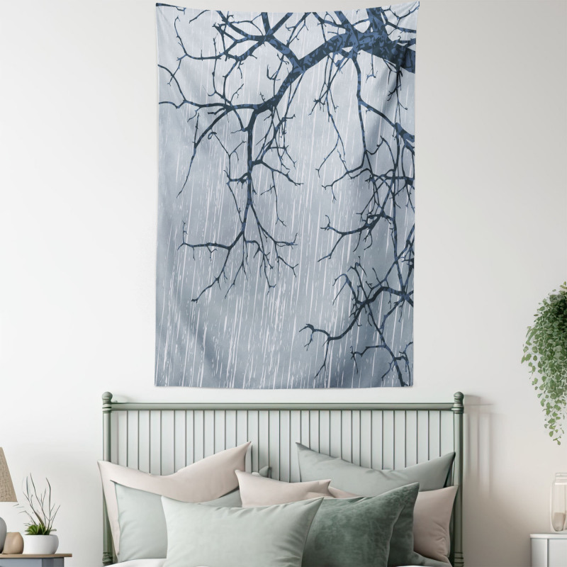 Rainy Day Winter Branches Tapestry