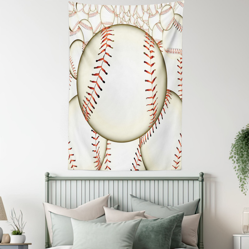 Baseball Ball Pattern Tapestry