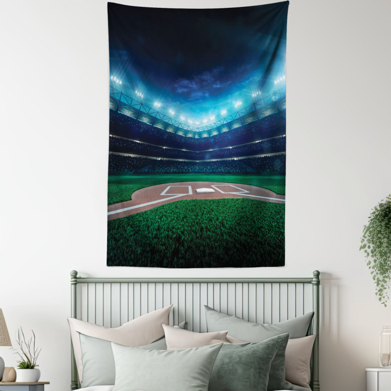 Baseball Stadium Night Tapestry