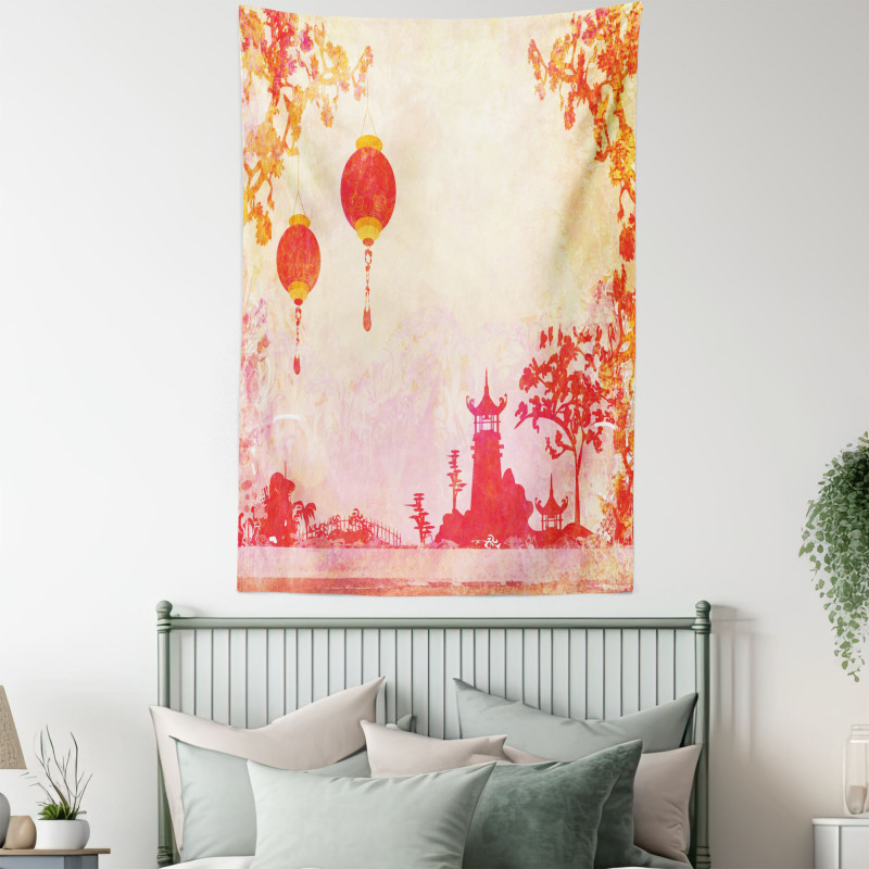 Chinese Lanterns Building Tapestry