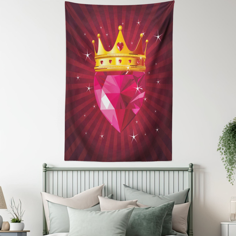 Pink Diamond Crown Art Tapestry