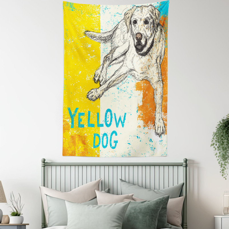 Grunge Sketch Dog Art Tapestry