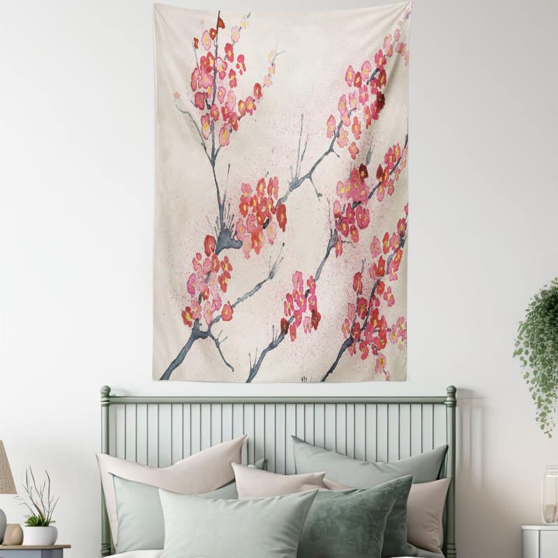 Vintage Sakura Flowers Tapestry